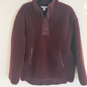 Athleta Maroon Teddy Pullover Jacket
